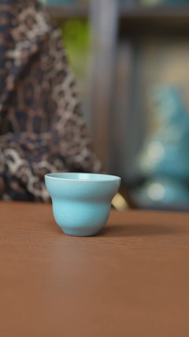 杯仿古天青小葫芦杯微瑕