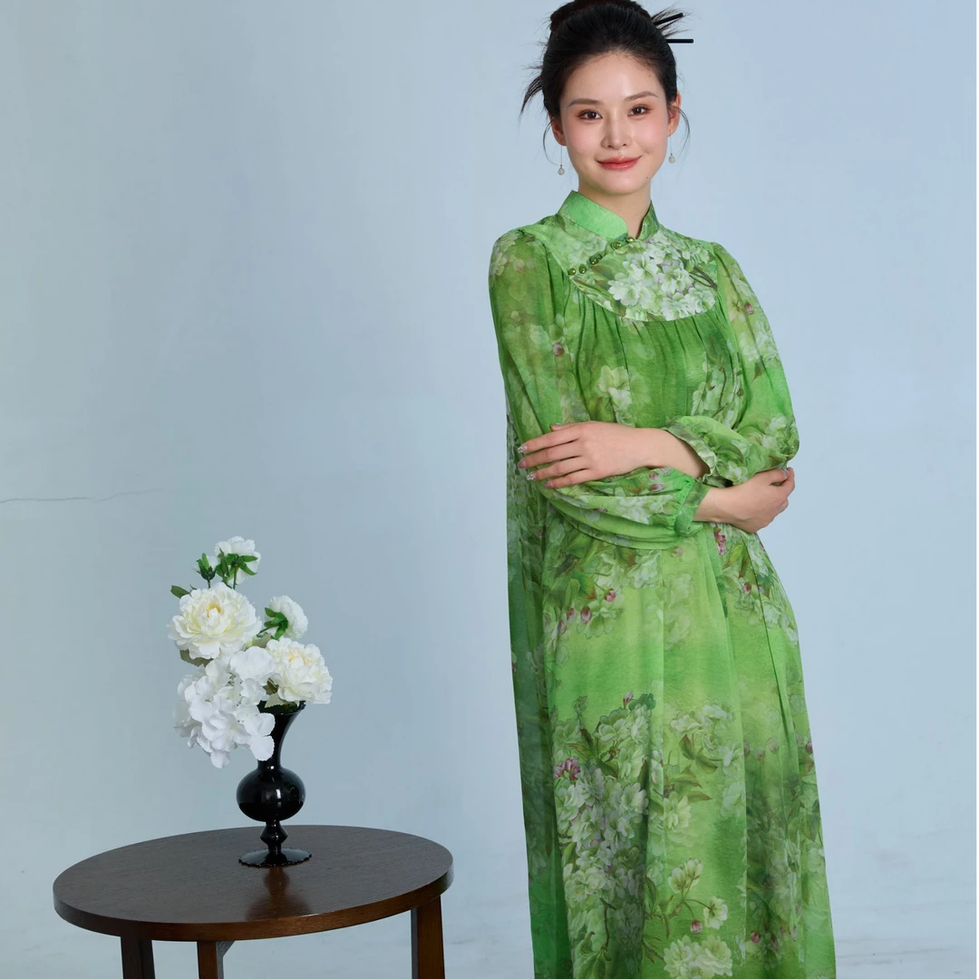 格格西域风情-桑蚕丝真丝中国风连衣裙GA3BL020162