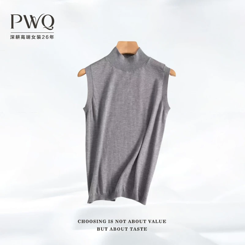 【欧若风】马夹马夹无袖打底半高领扬子-纱显瘦百搭HY-2522818-ZB