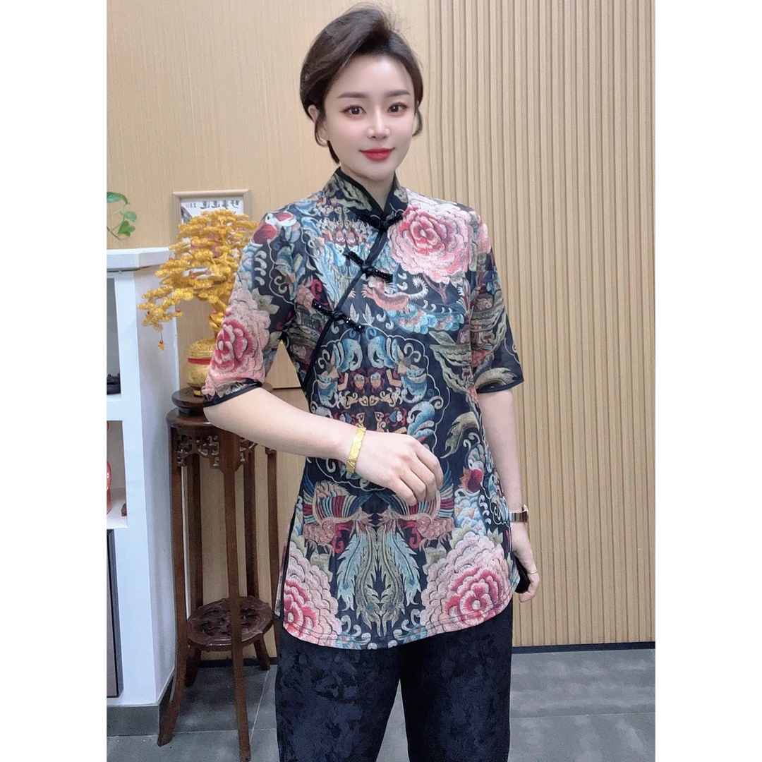 太舒服了双层提花中式复古国风上衣垂度好百搭显瘦好穿有弹力小衫