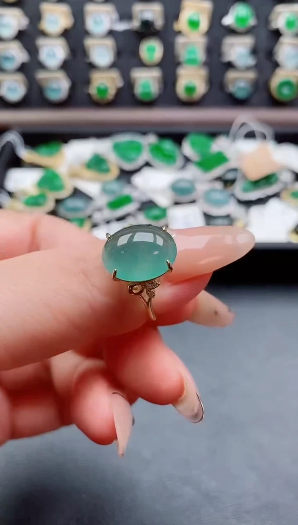 银S925镶嵌戒指翡翠1