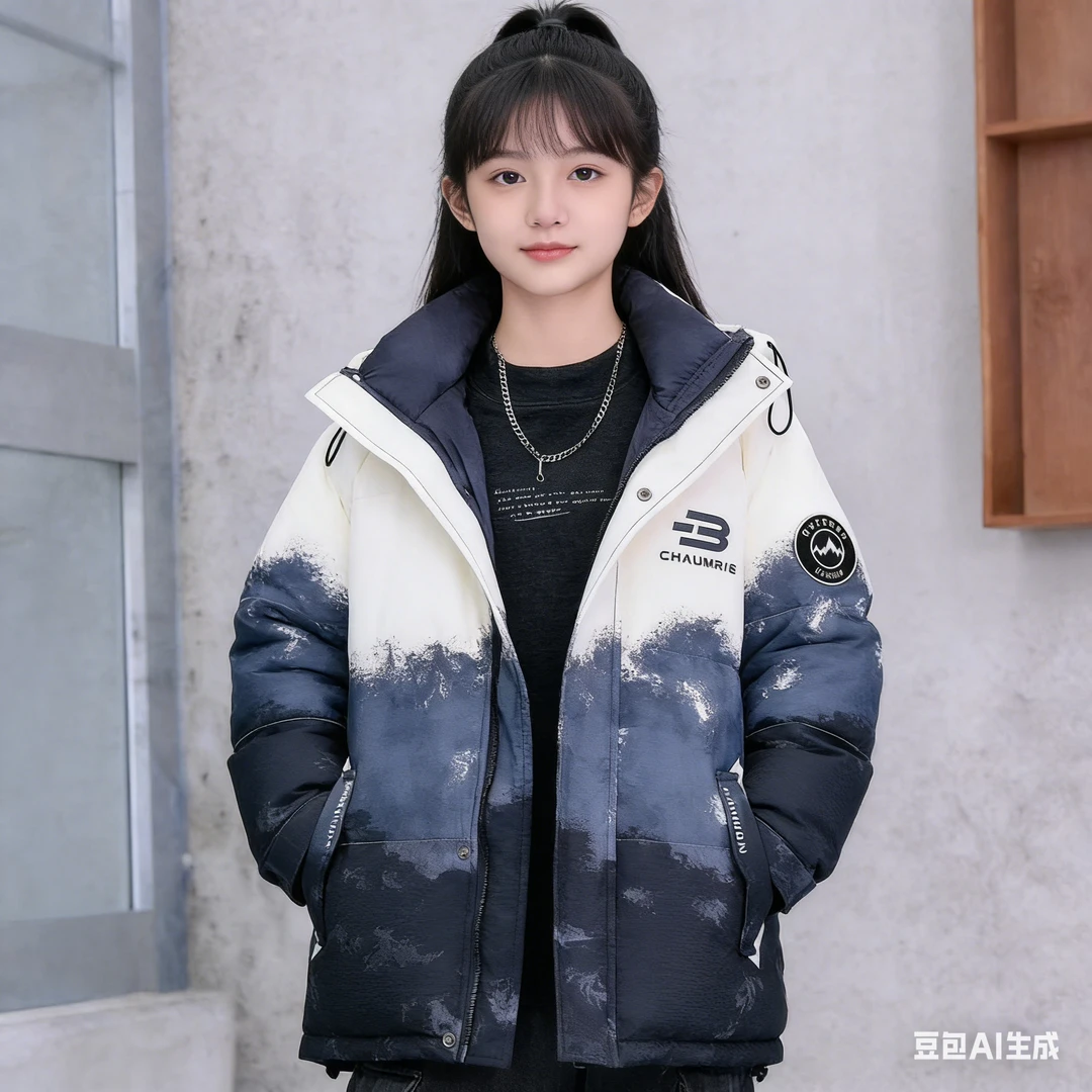 冬季新款大童男女同款扎染渐变非国标羽绒服常绪2415