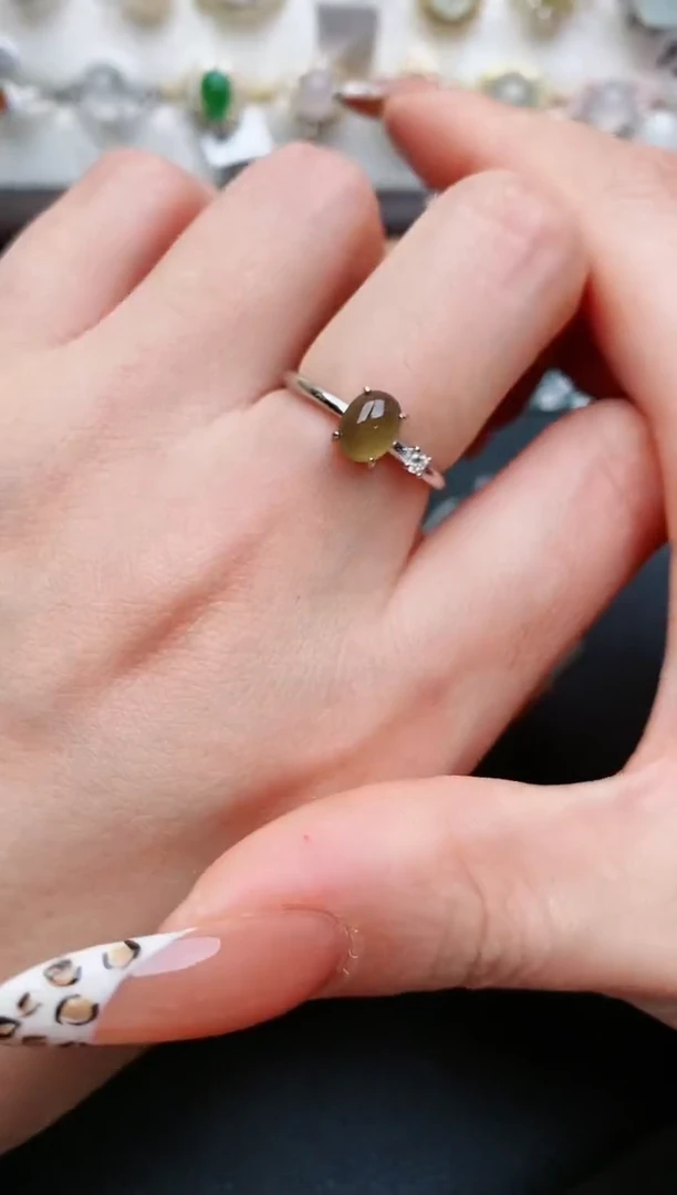 翡翠戒指银S925镶嵌...