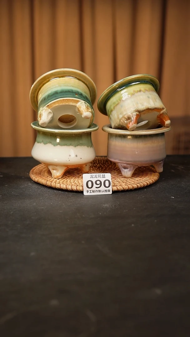 【闪购商品】瓷片泥泥手工花盆口7-8