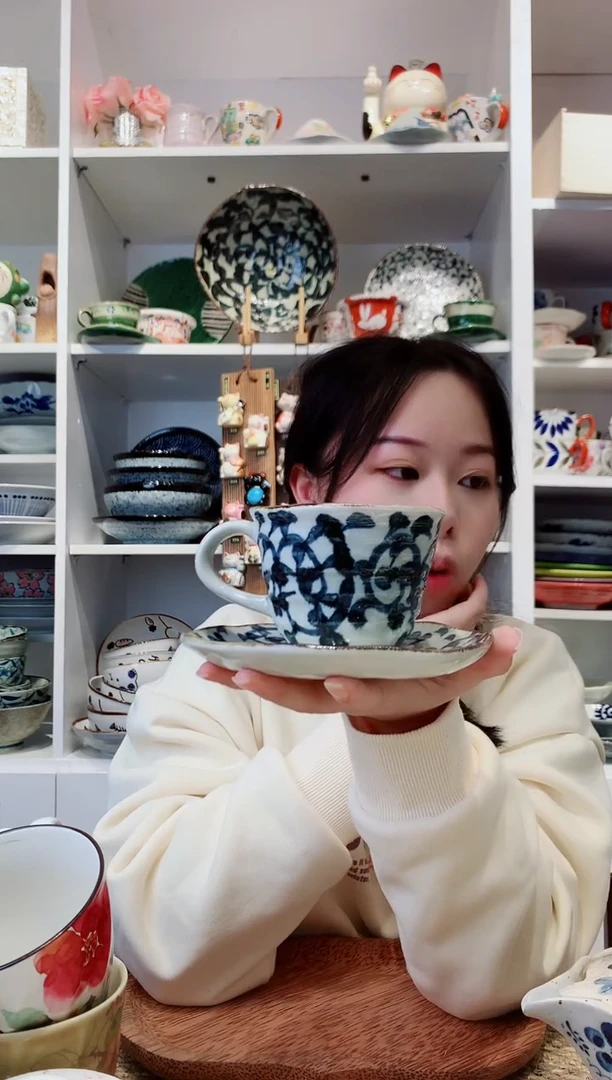 陶瓷章鱼唐草咖啡杯碟