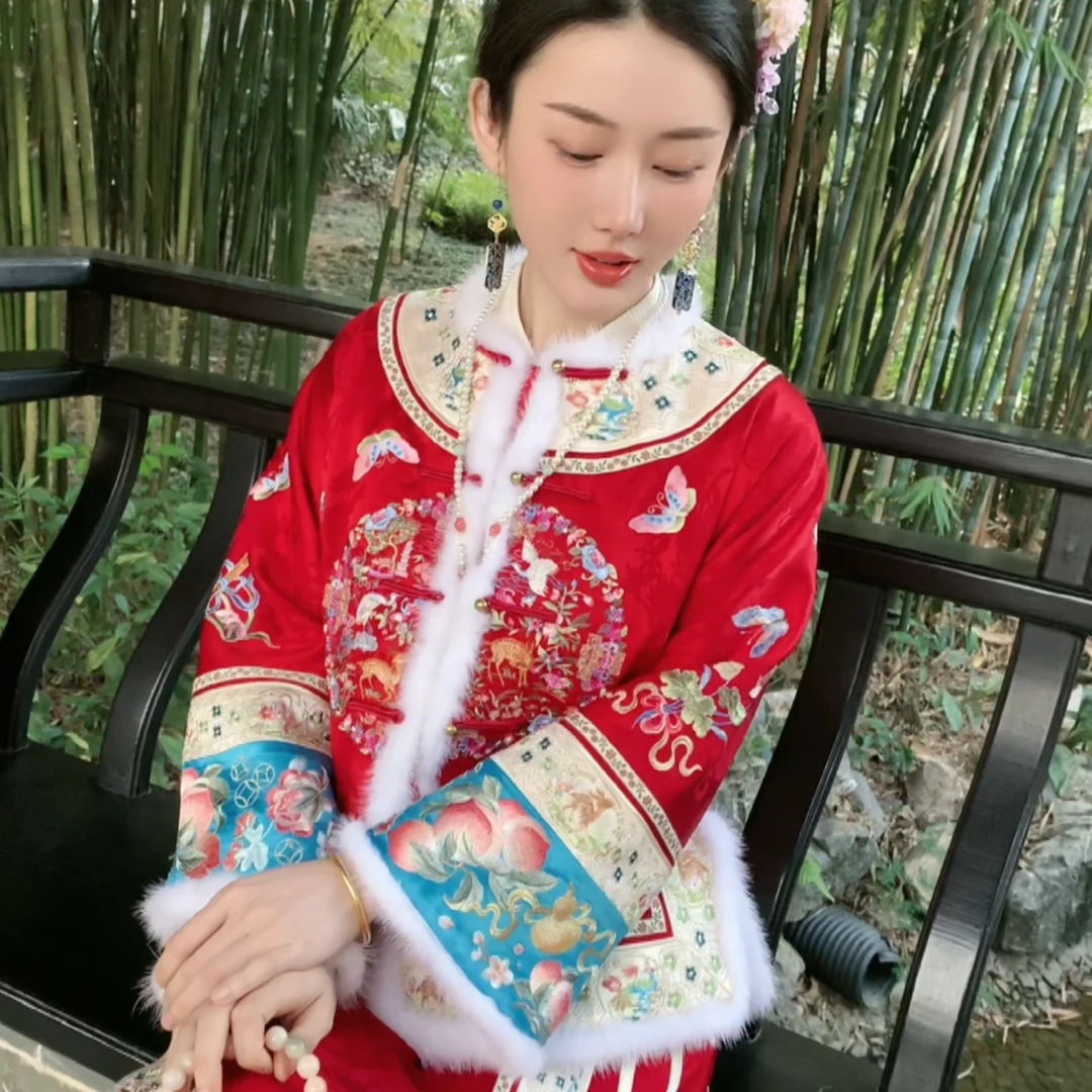 [满禧1] 新中式国风冬款水貂毛绣花棉衣