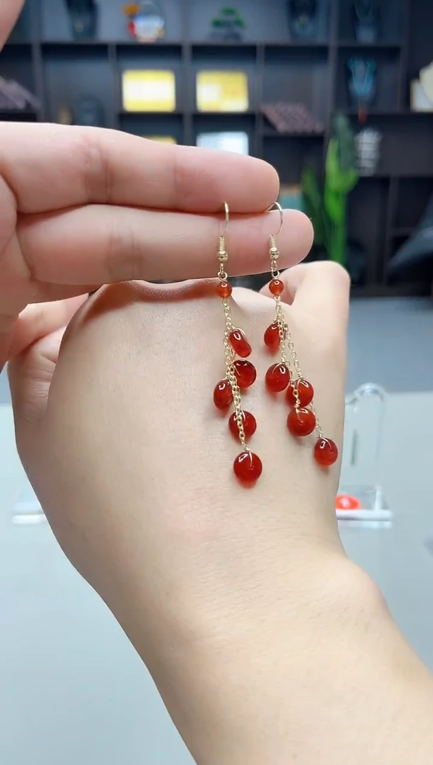 银S925镶嵌耳饰玛瑙/玉髓208000