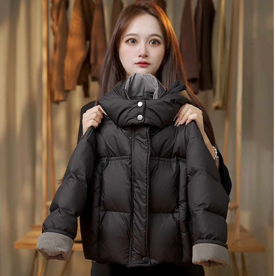 【小森熊】【现货】冬季儿童韩版时尚双倍充绒加厚连帽白鸭绒羽绒服