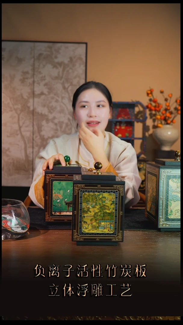 观*壹藏贰宝西苑雅集图案15公分茶叶罐