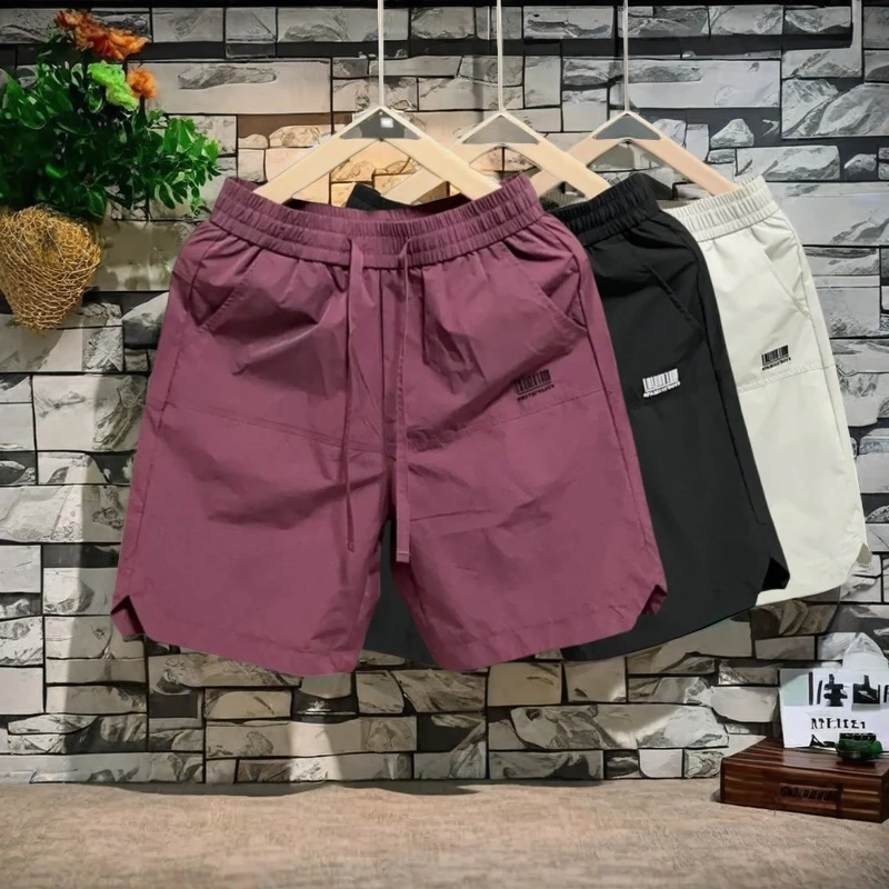 短裤男五分裤潮牌时尚冰丝刺绣美式百搭宽松舒适网眼速干运动裤