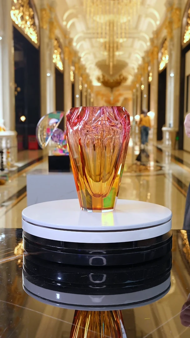摆件JY0067金红色冰花艺术花器