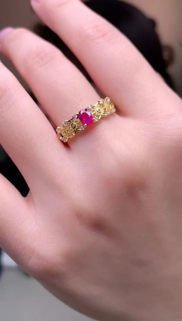 【闪购商品】红宝石戒指银S925镶嵌戒指