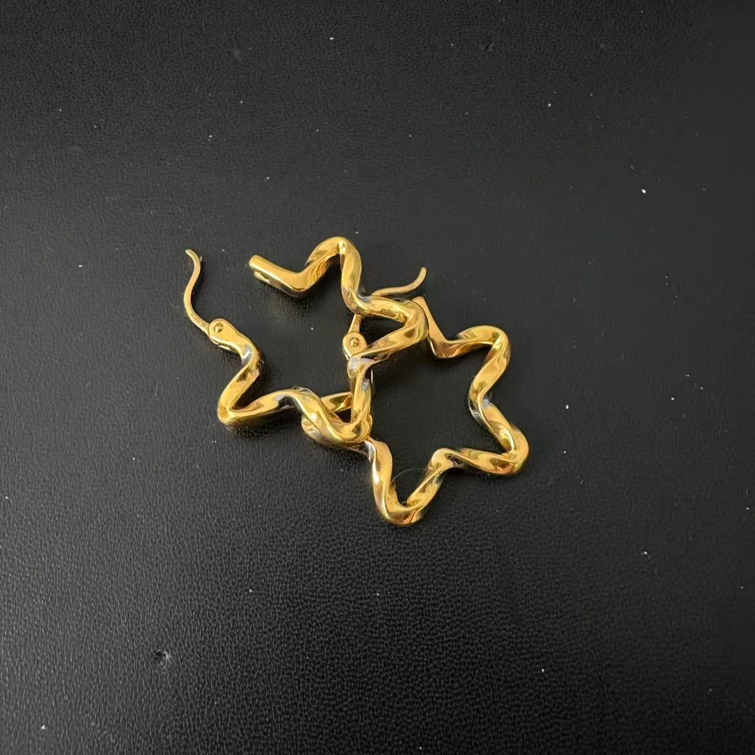 （尾款）电黑金黄金足金百搭复古时尚潮流气质简约轻奢手小众耳钉