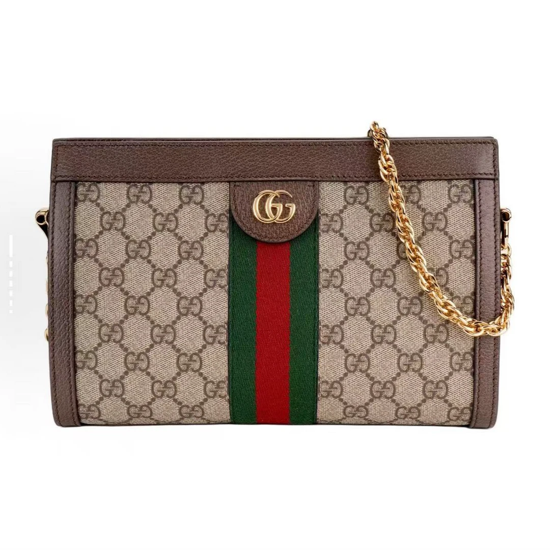 99新 GUCCI/古驰 【达播专属】老花op夹子包小号