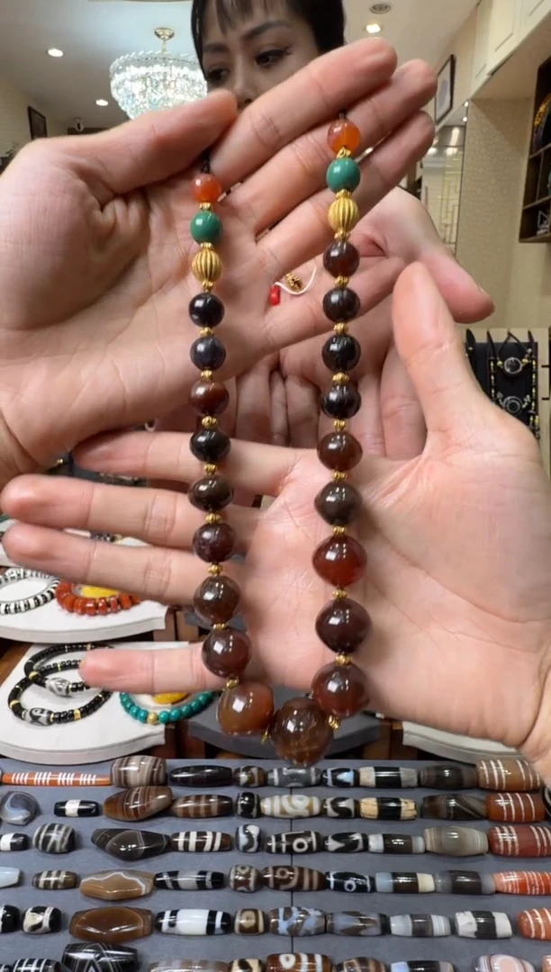 【闪购商品】玛瑙/玉髓珠宝半成品未镶嵌玛瑙珠项链