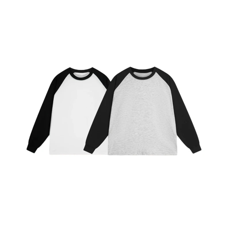 【现货-重工】潮牌纯色光板重磅纯棉长袖T恤圆领男女秋冬同款-W