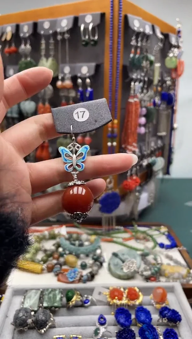 【闪购商品】玛瑙/玉髓耳饰银S925镶嵌饰品