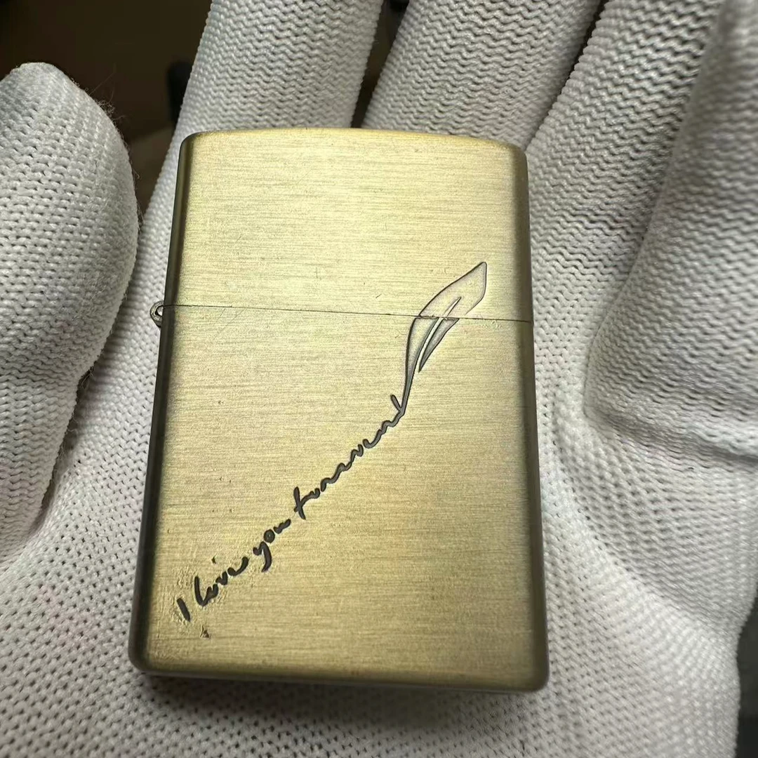 防风煤油打火机男士青铜羽毛创意礼物