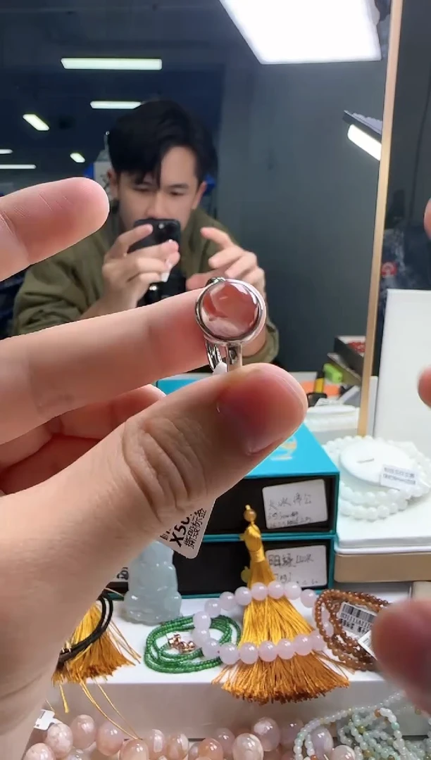 【闪购商品】南红玛瑙戒指银S925镶嵌南红圆形戒指