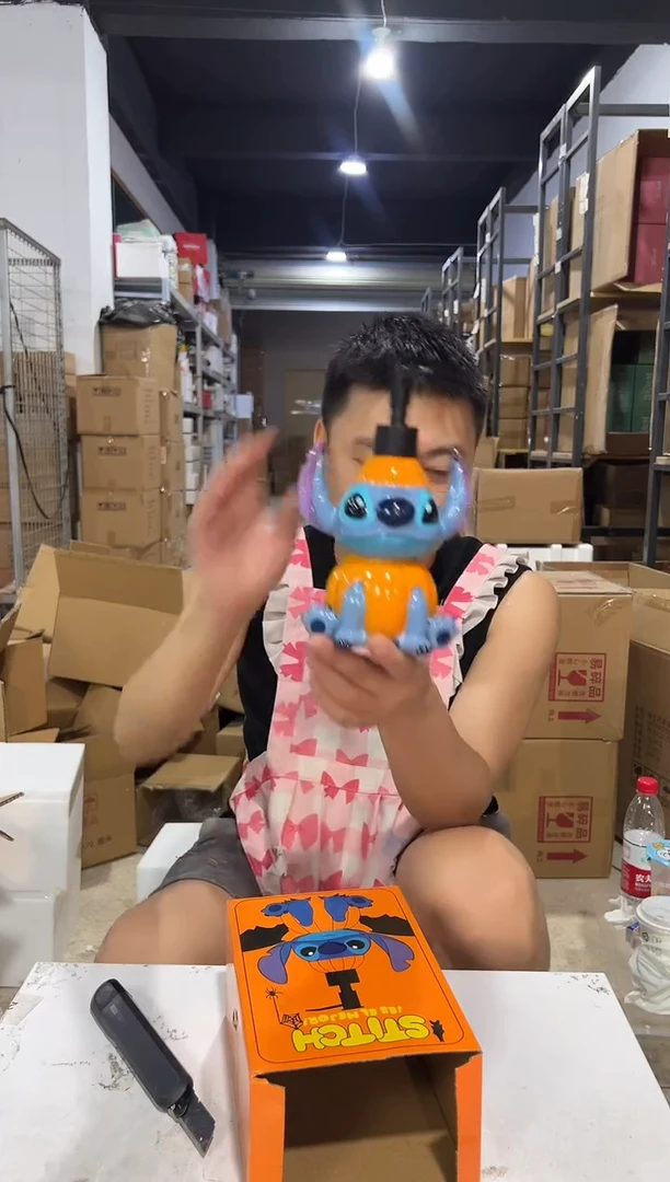 瓷片树脂原盒万圣节史迪仔南瓜按压瓶