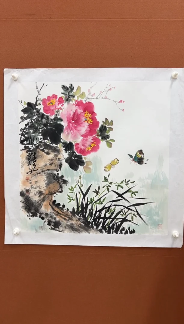 国画李文峰四尺斗方花鸟