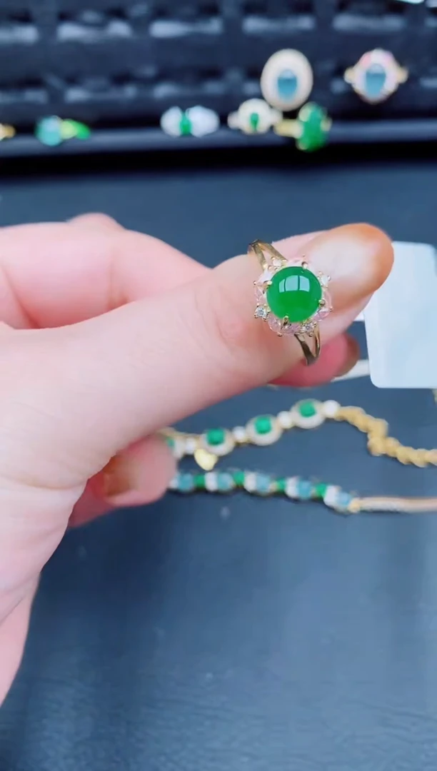 【闪购商品】翡翠戒指银S925镶嵌天然a货翡翠474