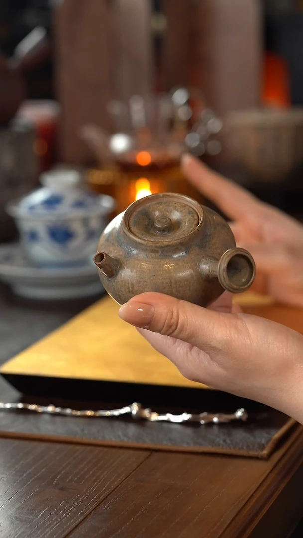 【闪购商品】梵汝-李朝青灰-日式侧把壶