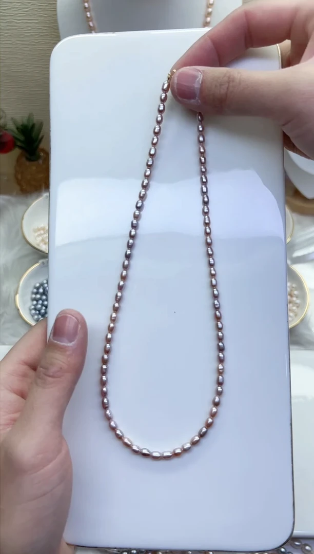 【闪购商品】淡水珍珠项链未镶嵌混合紫3.5mm