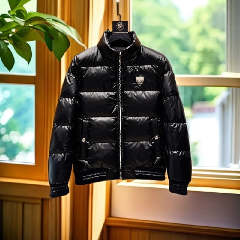 娜罗普西潮牌男士亮面羽绒服保暖修身上衣冬季新款白鸭绒外套男潮