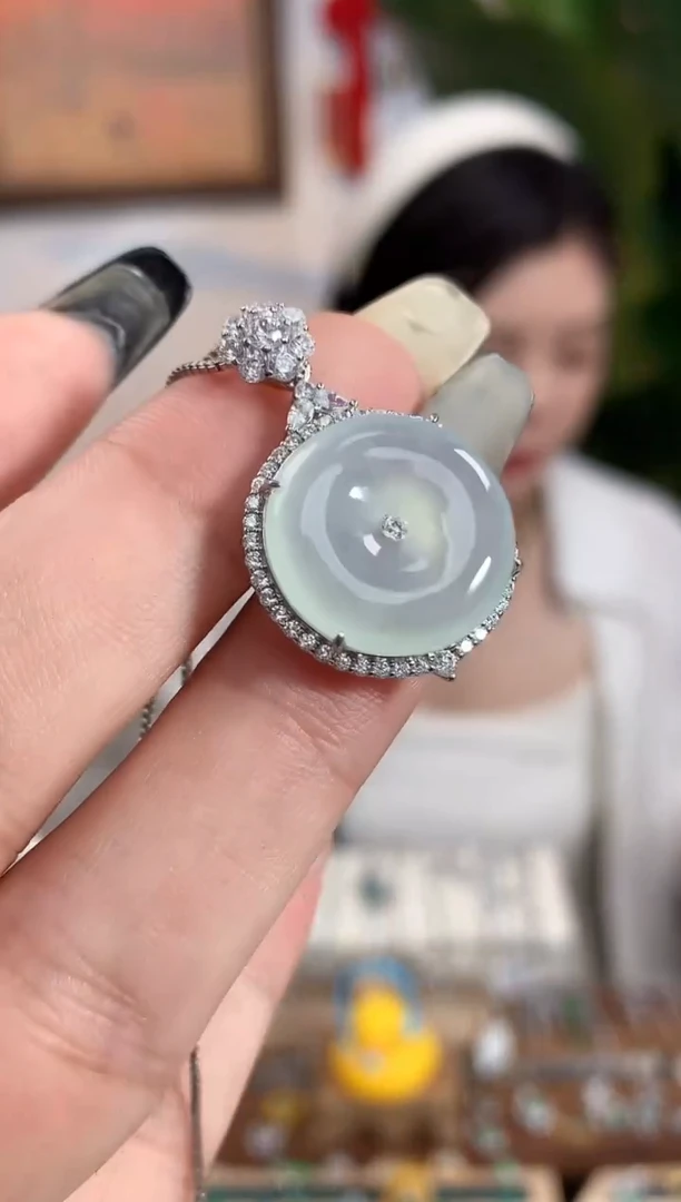 翡翠银S925镶嵌吊坠(不含链)【挽石珠宝】天然缅甸翡翠吊坠