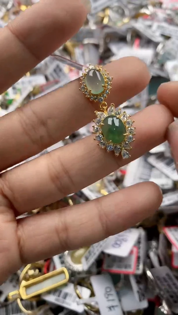 银S925镶嵌戒指翡翠777   1