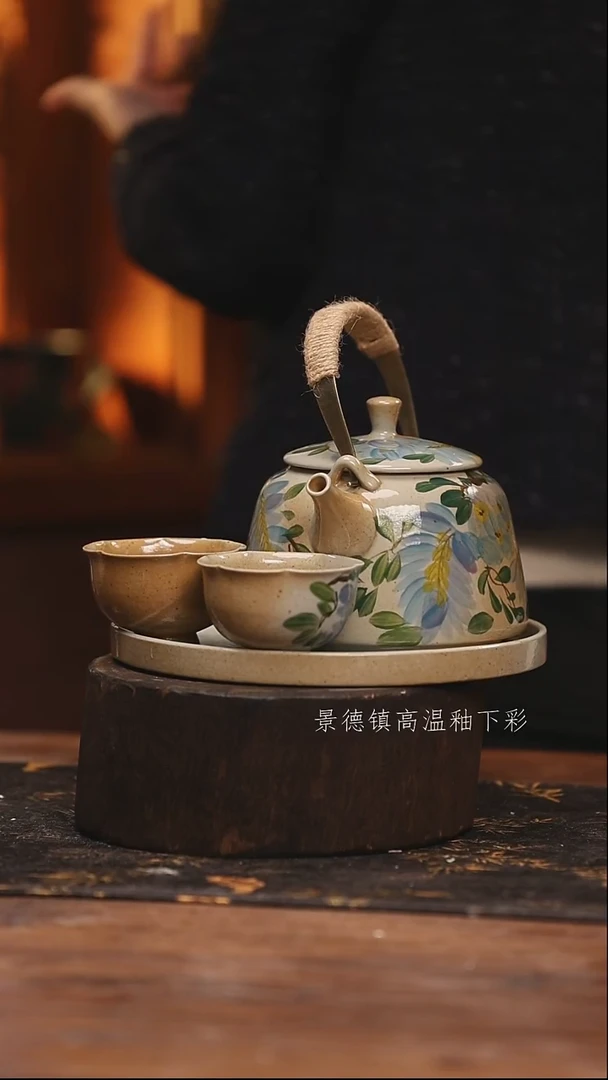 陶瓷景德镇高温釉下手绘陶瓷@L797@