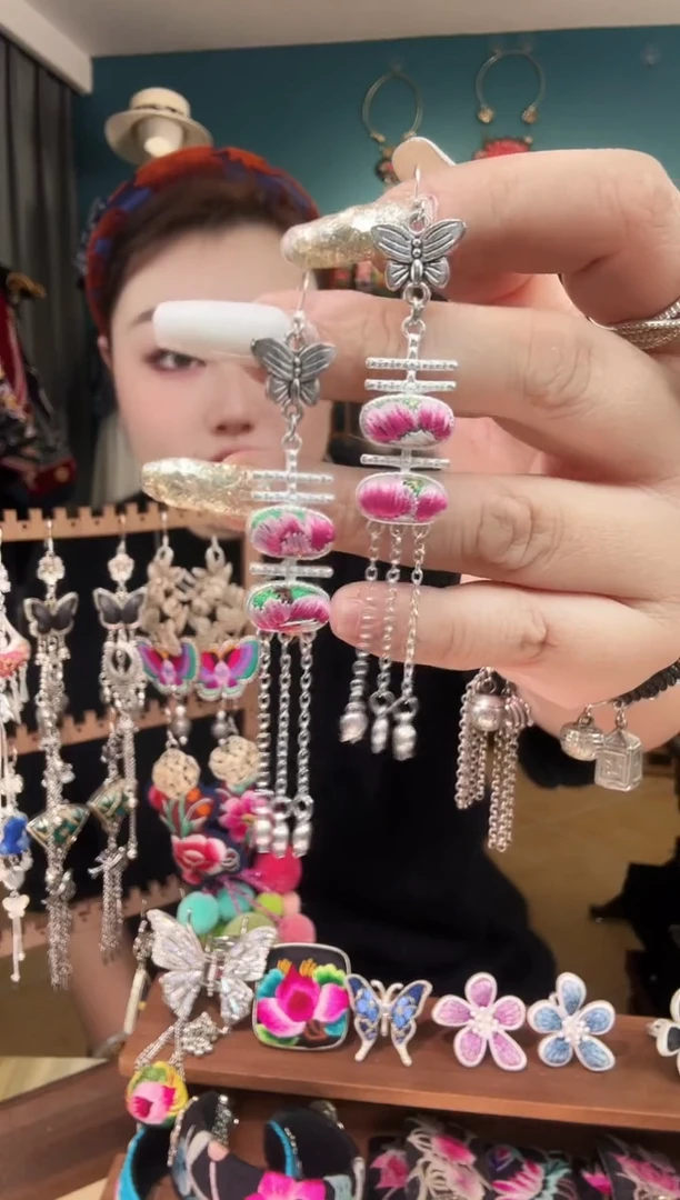 刺绣纯手工民族风刺绣耳环