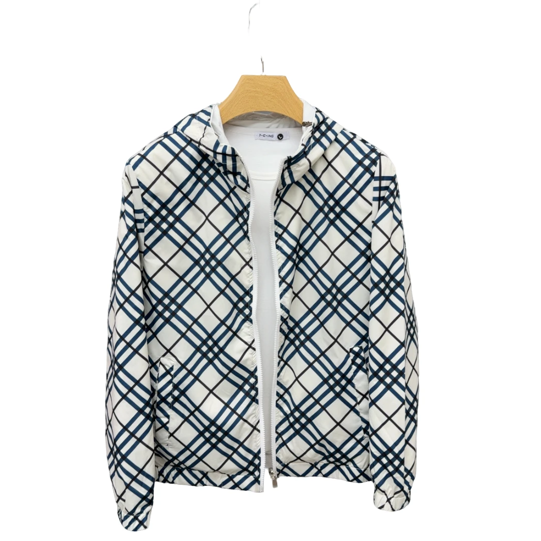 春季新款2527男士休闲时尚百搭轻奢拉链连帽提花夹克上衣外套