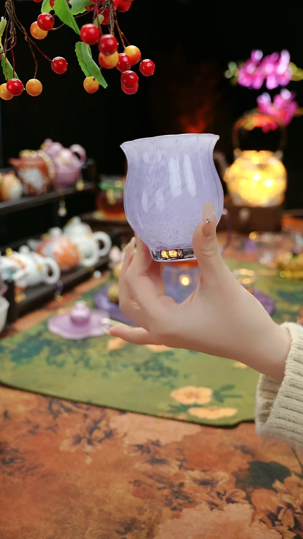 【闪购商品】紫色水晶琉璃水仙主人杯110cc