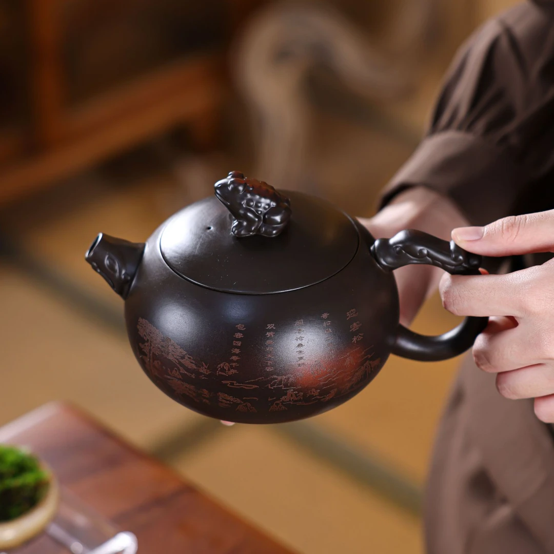 建水紫陶茶壶高颜值大容量泡茶壶纯手工大西施凤鸣壶高档家用茶具