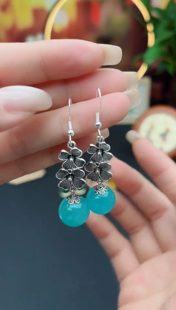 玛瑙/玉髓耳饰银S925镶嵌111