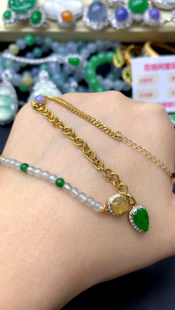 18K金镶嵌手链翡翠455-中国好珍宝