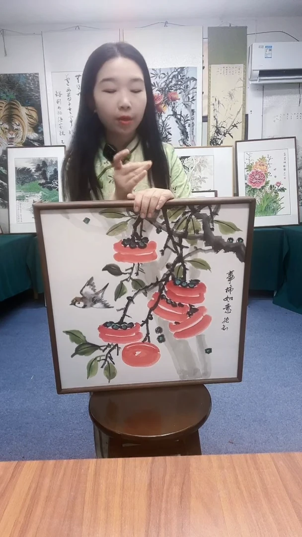 国画52*52实木画框顺丰包邮手绘