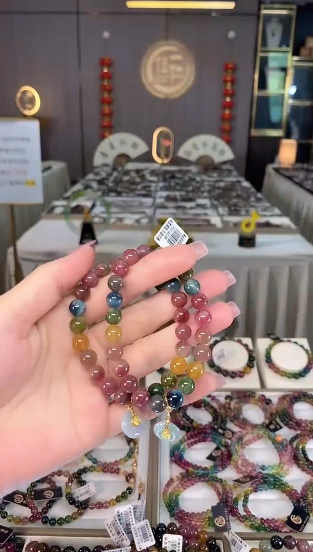 未镶嵌老矿碧玺彩虹冰体单单圈手串8mm+碧玺多样性发一条hon