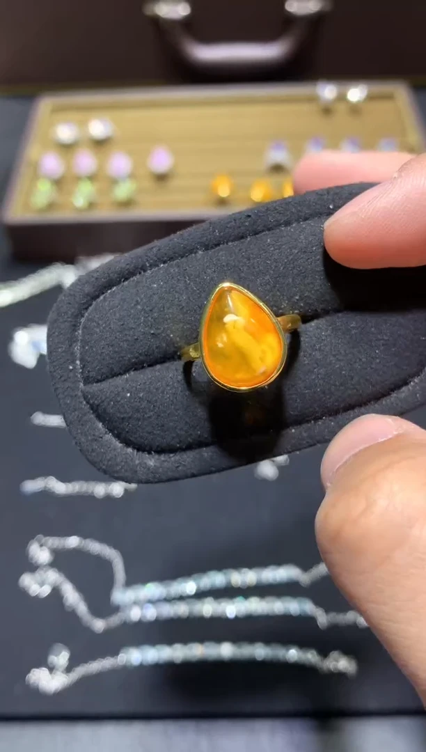 未镶嵌琥珀戒指W25（多样性发货发其一）