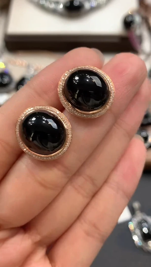 18K金镶嵌翡翠耳饰q80