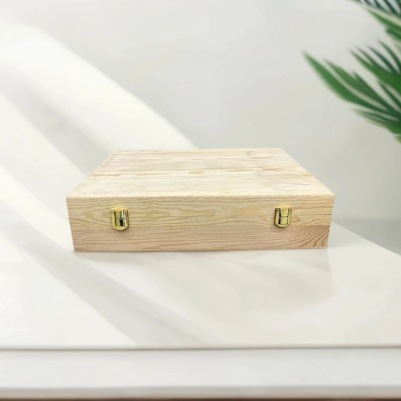 松木收纳箱双锁扣锁扣复古茶叶实储茶盒普洱茶木盒礼盒收纳箱米箱