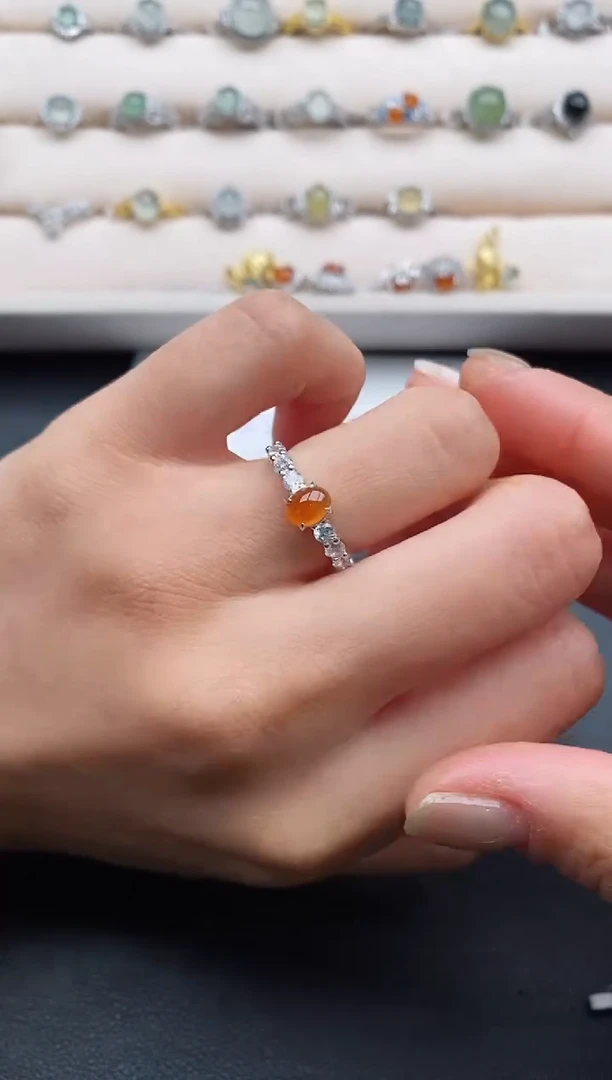 银S925镶嵌戒指翡翠22222222+4