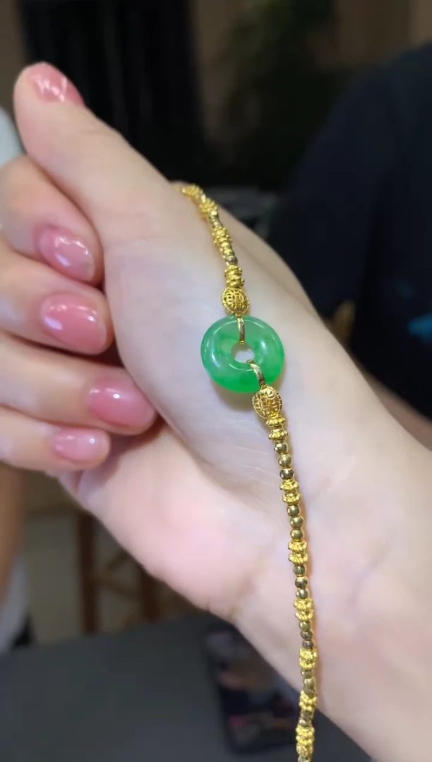 18K金镶嵌手链翡翠|不退不换