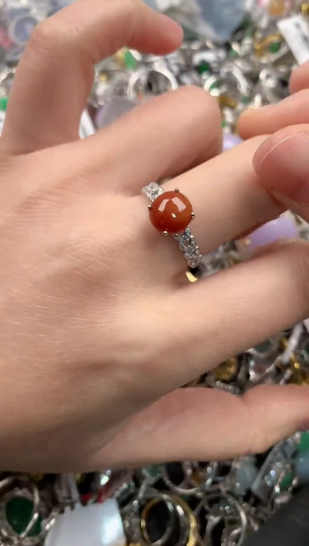 银S925镶嵌戒指翡翠555   8