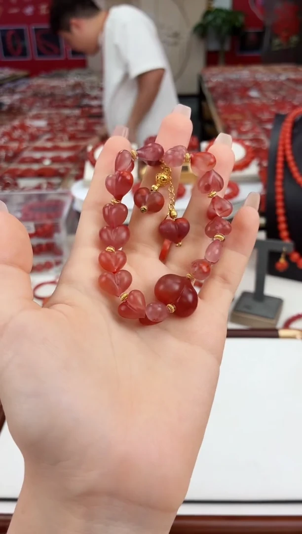 南红玛瑙瓦西屁桃diy手串银S925镶嵌一个/条