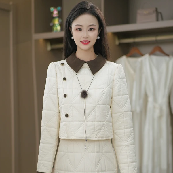 2025秋季时尚新款优雅大气休闲修身显瘦加厚保暖夹棉假两件连衣裙