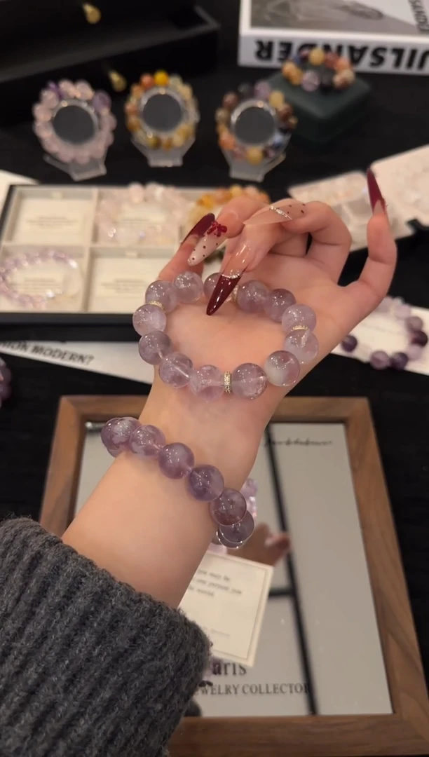 合金手链水晶紫兔毛x3543