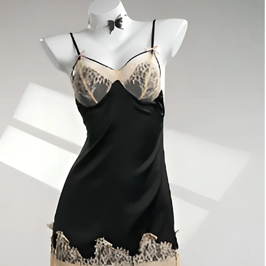 《禧予家洛神》镂空显瘦轻奢吊带法式蕾丝睡裙